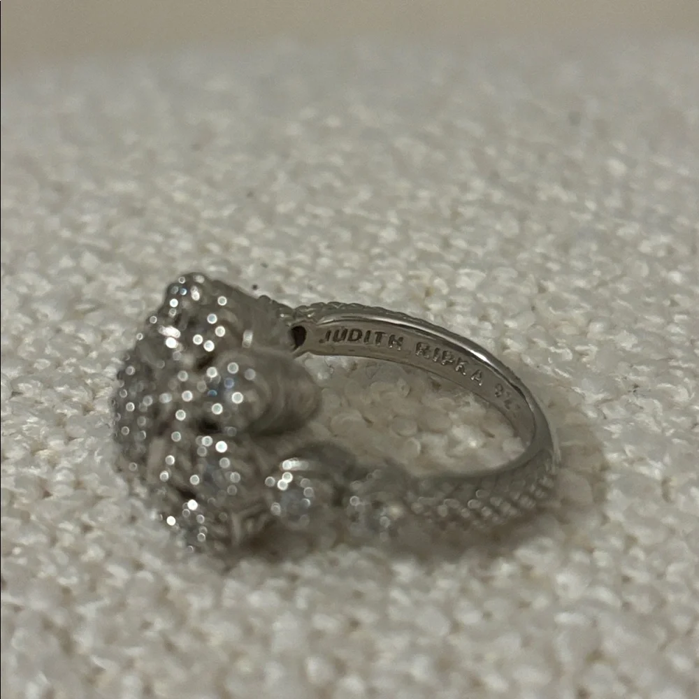 Judith Ripka Sterling Silver Floral Cluster Ring with Clear CZ Stones - Picture 2 of 6
